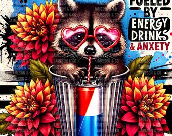 Fueled By Energy Drinks and Anxiety Png Funny Anxiety Sublimation Design Funny Mom Live Digital Download