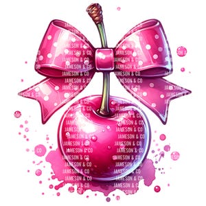 Cherry Png Clipart Cute Coquette Cherry PNG Sublimation Design Cherry Clipart Popular Trendy Cherries with Bow Digital Download Summer PNG