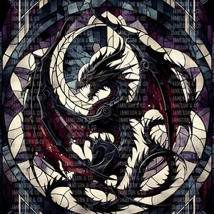 Witraż Smok Wysoka Fantastyka Clipart Jeździec Smoków Magia Bajka Książkowa Wyobraźnia Sublimacja