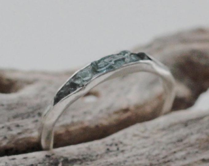 Montana Sapphire Stacking Ring, Raw Sapphire Ring, Sterling Silver Stacking Ring, Alternative Engagement Ring