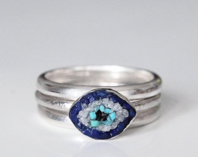 Evil Eye Protection Ring, Gemstone Evil Eye Ring