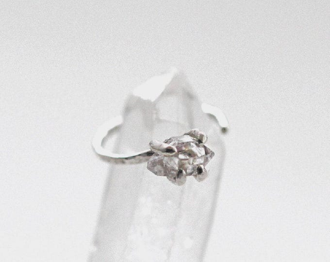 Herkimer Diamond Earring: April Birthstone Jewelry (Single Hoop)