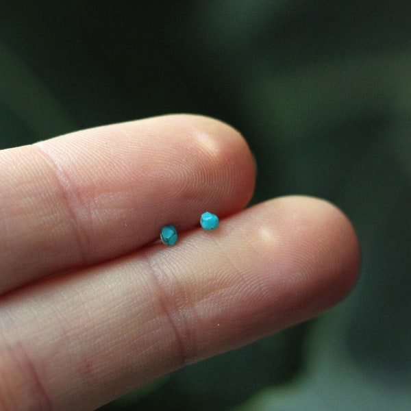 Tiny Raw Turquoise Studs, Turquoise Stud Earrings, Dainty Turquoise Earrings