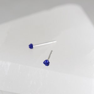 Lapis Lazuli Stud Earrings, Tiny Mini Sterling Silver Lapis Lazuli Studs, Raw Stone Stud Earrings