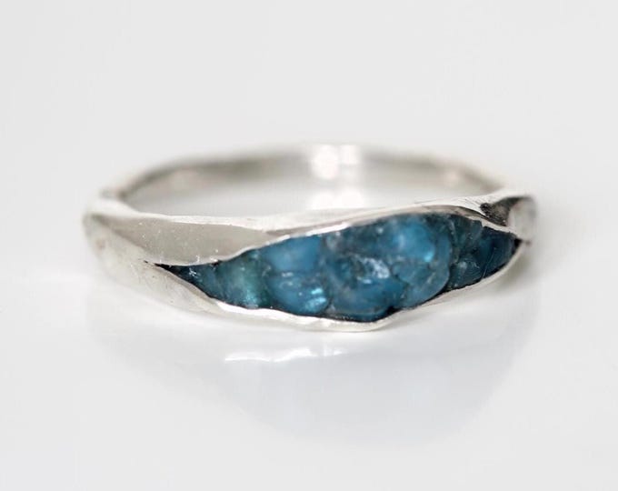 Apatite Stacking Sterling Silver Stacking Ring. Raw Gemstone Ring,