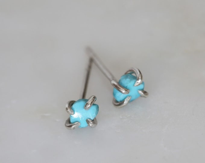 Sleeping Beauty Turquoise Earrings, Raw Turquoise Sterling Silver Earrings, Turquoise Stud Earring