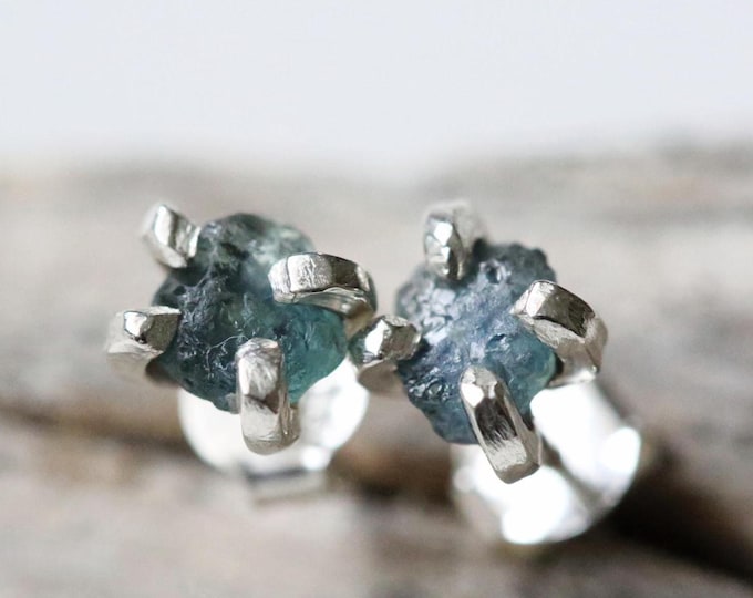 Montana Sapphire Earrings, Sapphire Silver Earrings, September Birthstone Jewelry