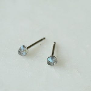 Raw Labradorite Stud Earrings, Labradorite Earrings, Raw Crystal Earrings, Edgy Earrings