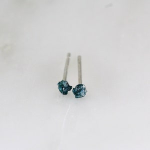 Raw Diamond Studs, Blue Diamond Stud Earrings, Tiny Diamond Earrings, Rough Diamond Stud Earrings, Conflict Free Diamonds