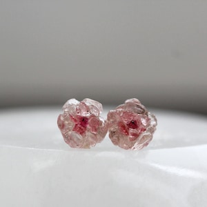 Sakura Earrings, Cherry Blossom Earrings, Flower Earrings, Gemstone Stud Earrings, Rose Quartz Earrings