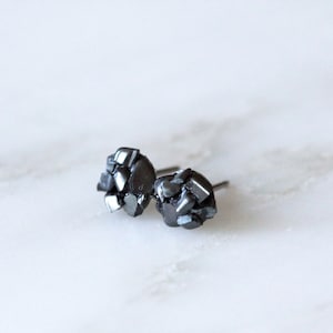 Raw Hematite Stud Earrings, Root Chakra Earrings, Gunmetal Studs, Mosaic Gemstone Stud Earrings
