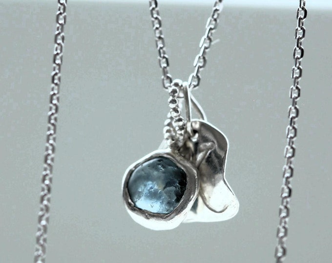 Initial Necklace Montana Sapphire Pendant, Sterling Silver Initial Necklace For Women, Personalized Necklace Gift