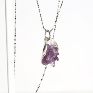 Raw Amethyst Necklace, Amethyst Sterling Silver Pendant, Birthstone Jewelry