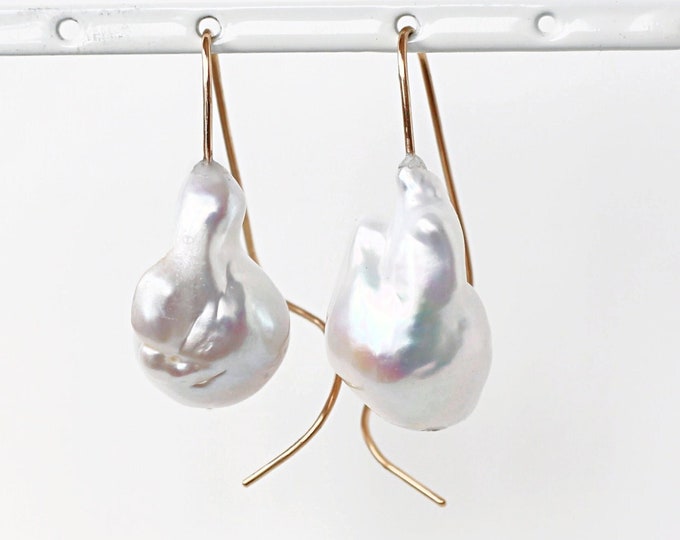 Baroque Pearl Earrings, Gold-Filled or Sterling Silver Pearl Dangle Earrings