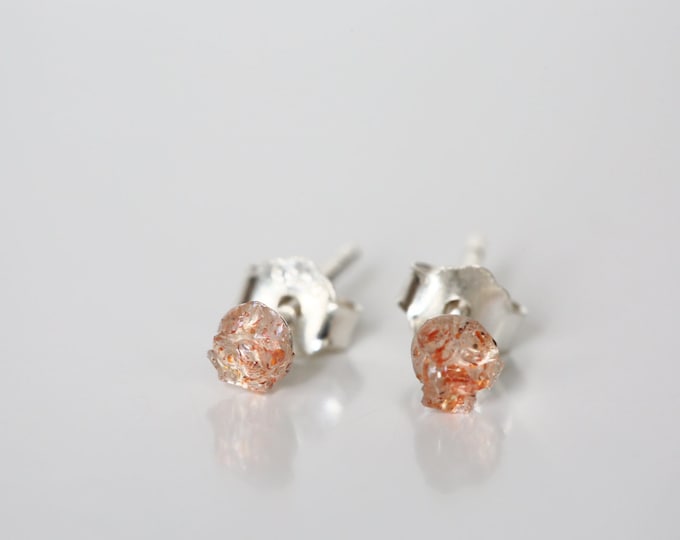 Sunstone Earrings, Oregon Sunstone Studs, Dainty Gemstone Studs, Fall inspired Earrings