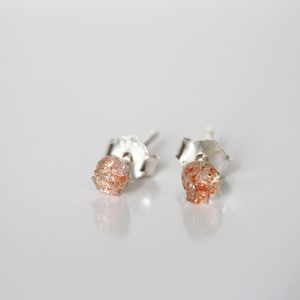Oregon Sunstone Stud Earrings: Dainty Sterling Silver Gemstone