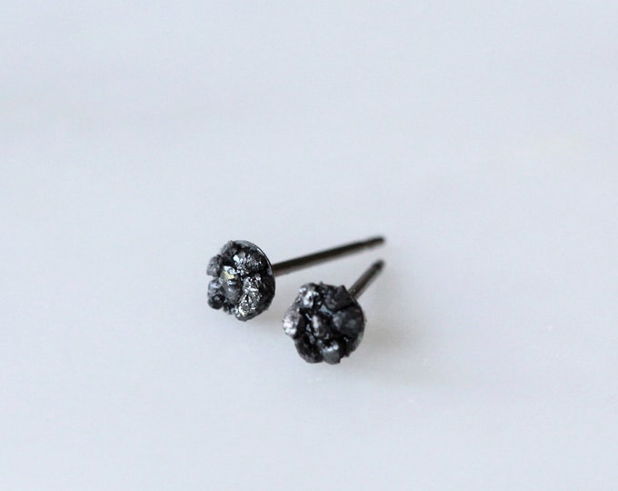 Black Diamond Titanium Earrings, Rough Diamond Stud Earrings, Conflict Free Diamonds, Mens Studs