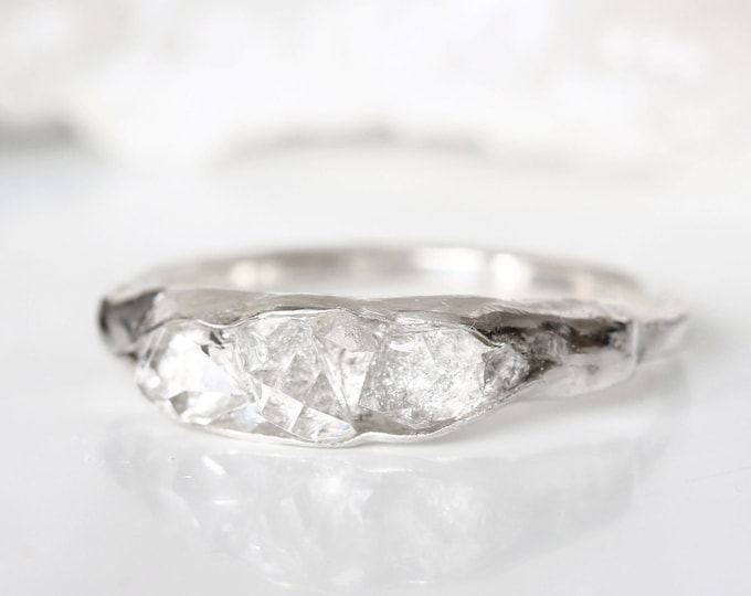 Herkimer Diamond Stacking Ring, Alternative Engagement Ring, April Birthstone Ring