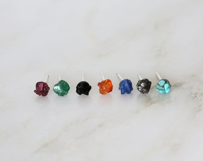 Single Stud Earring, Unique Single Earring, Raw Gemstone Studs
