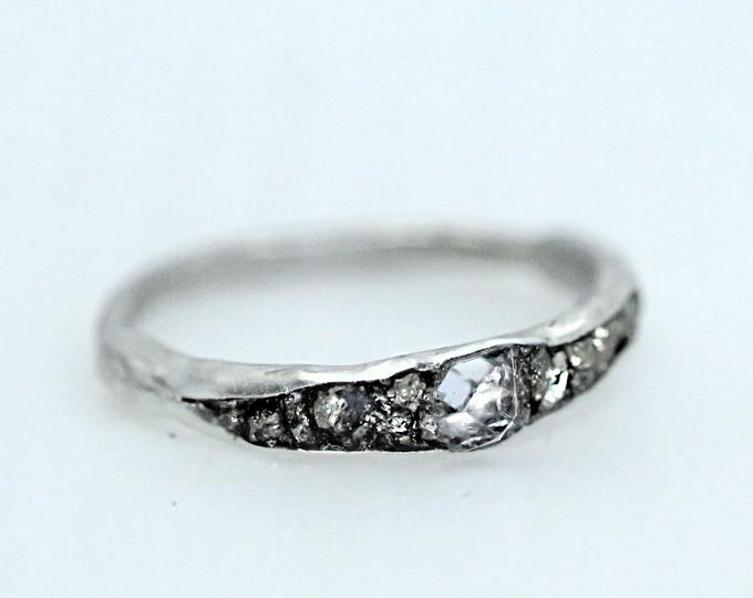 Herkimer Diamond Silver Ring, Raw pyrite Ring, Authentic Herkimer Diamond Ring Engagement Ring
