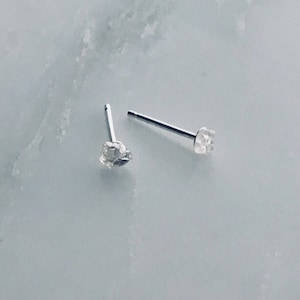 Clear Quartz Earrings, Tiny Clear Quartz Sterling Silver Studs, Clear Quartz Crystal Stud Earrings, Minimalist Stud Earrings