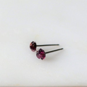 Raw Garnet Stud Earrings, Red Garnet Titanium Earrings, January Birthstone Jewelry, Tiny Gemstone Studs, Rough Gemstone Earrings