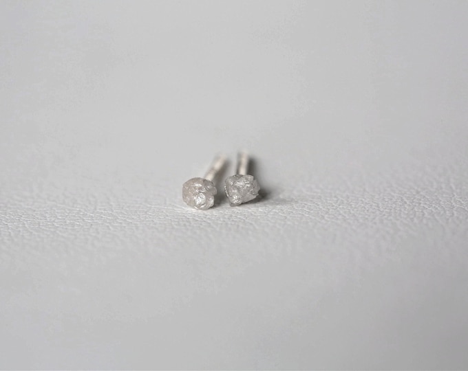 Raw Diamond Stud Earrings: 2mm Sterling Silver, Conflict-Free