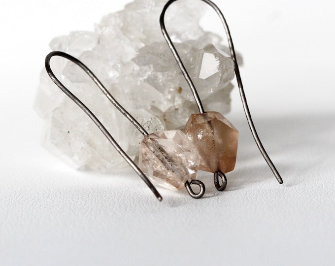 Titanium Earrings: Natural Imperial Topaz Drop - Hypoallergenic