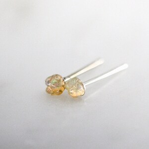 Raw Opal Earrings, Ethiopian Fire Opal Stud Earrings, Opal Earrings Silver