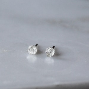 Raw Clear Quartz Stud Earrings, Sterling Silver (April Birthstone)