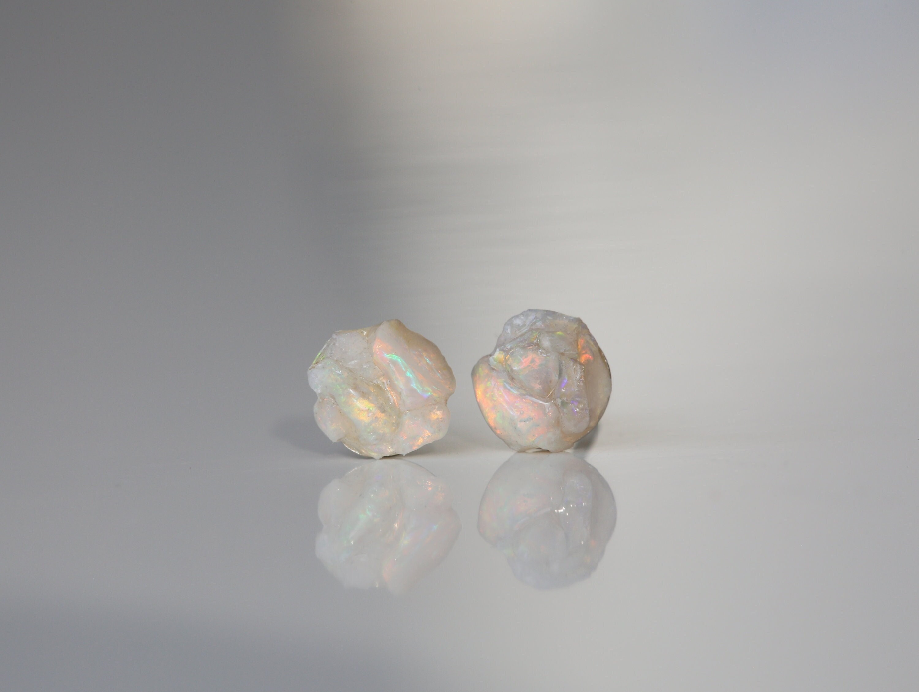 Opal Earrings, Raw Australian Opal Silver Stud Earrings, Natural Rough Opal Stud Earrings