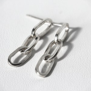 Chain Link Earrings, Paperclip Earrings, Sterling Silver Paperclip Earrings