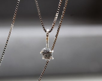 Raw Diamond Necklace, Grey Diamond Necklace, Minimalist Diamond Necklace, Uncut Diamond Necklace