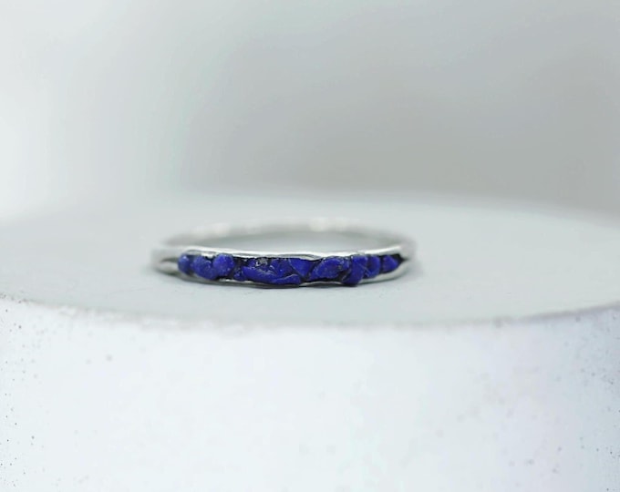 Raw Lapis Lazuli Sterling Silver Stacking Ring