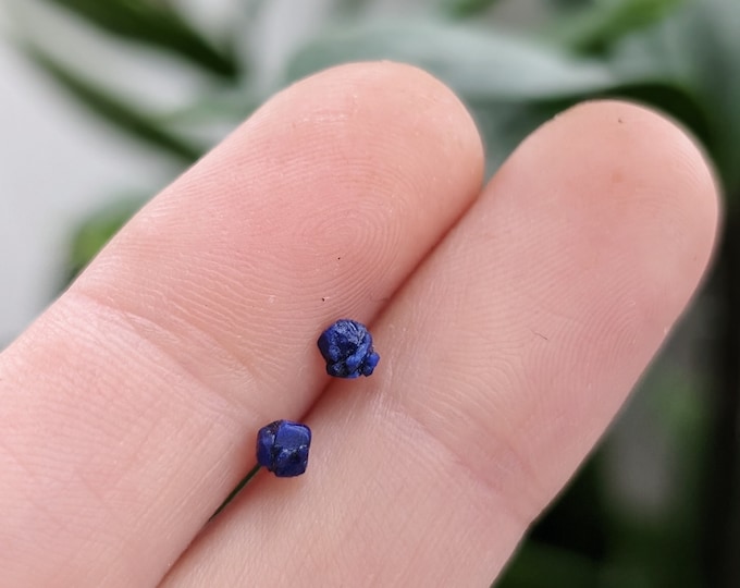Lapis Lazuli Earrings, Tiny Sterling Silver Stud Earrings, Raw Lapis Lazuli Earrings, Blue Gemstone Studs