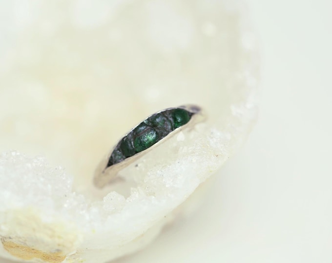 Raw Emerald Sterling Silver Stacking Ring - May Birthstone