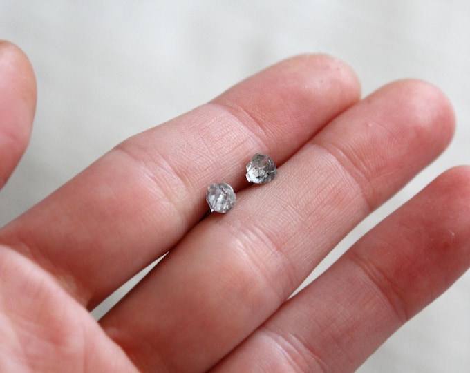 Raw Clear Quartz Titanium Stud Earrings: Hypoallergenic (4mm)