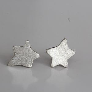 Star Stud Earrings: Handmade Sterling Silver - Matte, Unique Shape