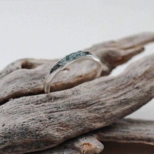 Raw Montana Sapphire Ring: Hammered Silver Band (Made to Order)