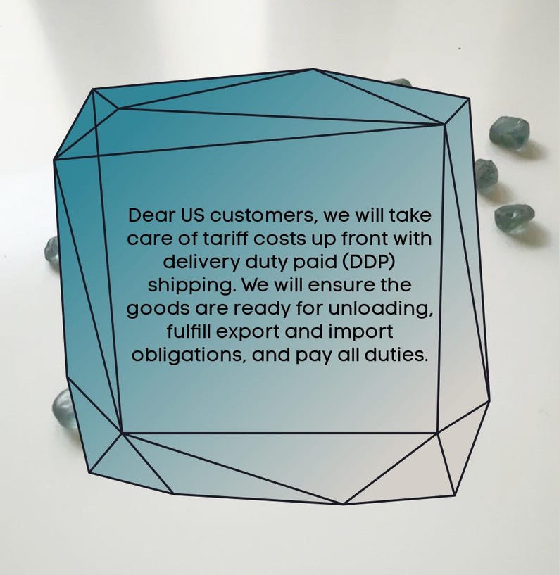 a message from a company to US customers, stating that they will take care of tariff costs up front with delivery duty paid (DP) shipping. They will ensure the goods are ready for unloading, fulfilling export and import obligations, and pay all duties.