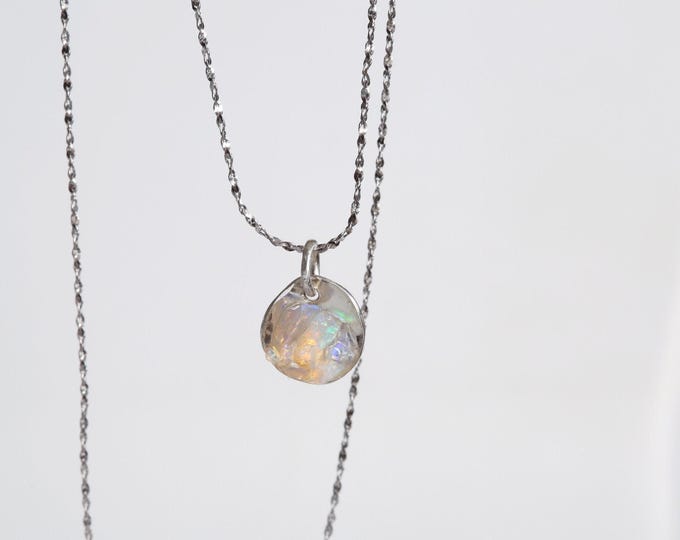 Raw Australian Opal Necklace: Sterling Silver Fire Opal Pendant