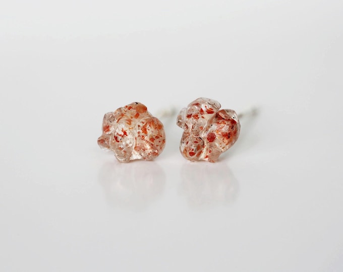 Oregon Sunstone Sterling Silver Stud Earrings: Dainty Gemstone Jewelry