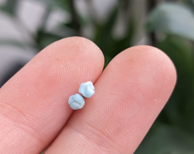 Larimar Stud Earrings, Light Blue Studs, Tiny Stud Earrings, Raw Gemstone Studs, Minimalist Studs