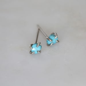 Sleeping Beauty Turquoise Stud Earrings: Handmade Sterling Silver