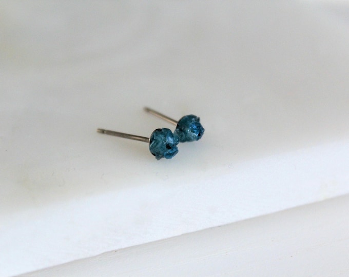 Teal Apatite Studs: Minimalist Titanium Earrings