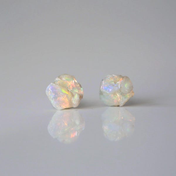 Orecchini in opale australiano grezzo: borchie in argento sterling, pietre preziose naturali
