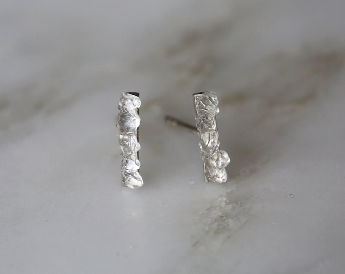 Herkimer Diamond Sterling Silver Bar Stud Earrings