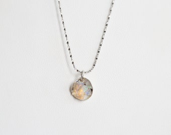 Raw Opal Necklace, Fire Opal Sterling Silver Pendant, Australian Opal Necklace