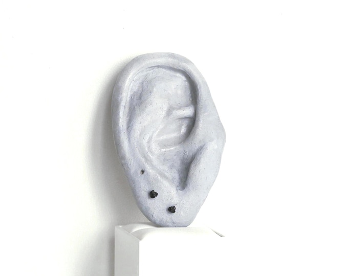 Black Tourmaline Titanium Stud Earrings - 2mm Raw Stone