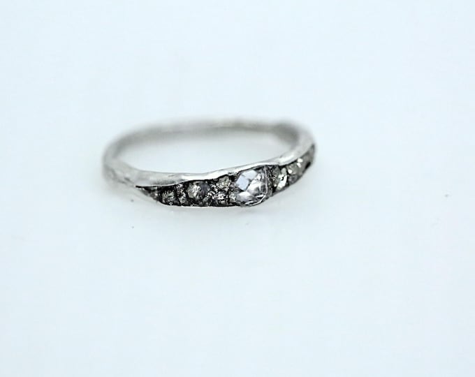 Herkimer Diamond Sterling Silver Ring with Raw Pyrite